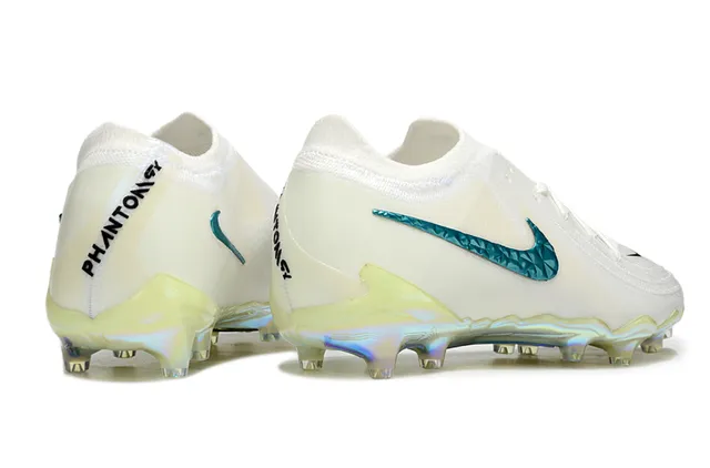 Nike White Blue Low-Cut Knit Upper Iridescent Faceted Swoosh Firm-Ground Soccer Shoes 5