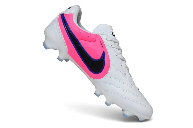 Nike White Blue Low-Cut Synthetic-Leather Upper Firm-Ground Soccer Shoes 3