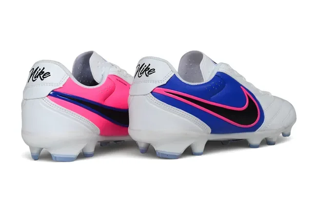 Nike White Blue Low-Cut Synthetic-Leather Upper Firm-Ground Soccer Shoes 6