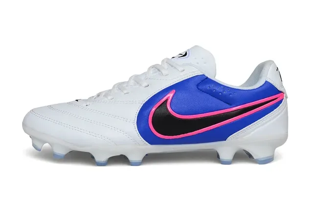Nike White Blue Low-Cut Synthetic-Leather Upper Firm-Ground Soccer Shoes 7