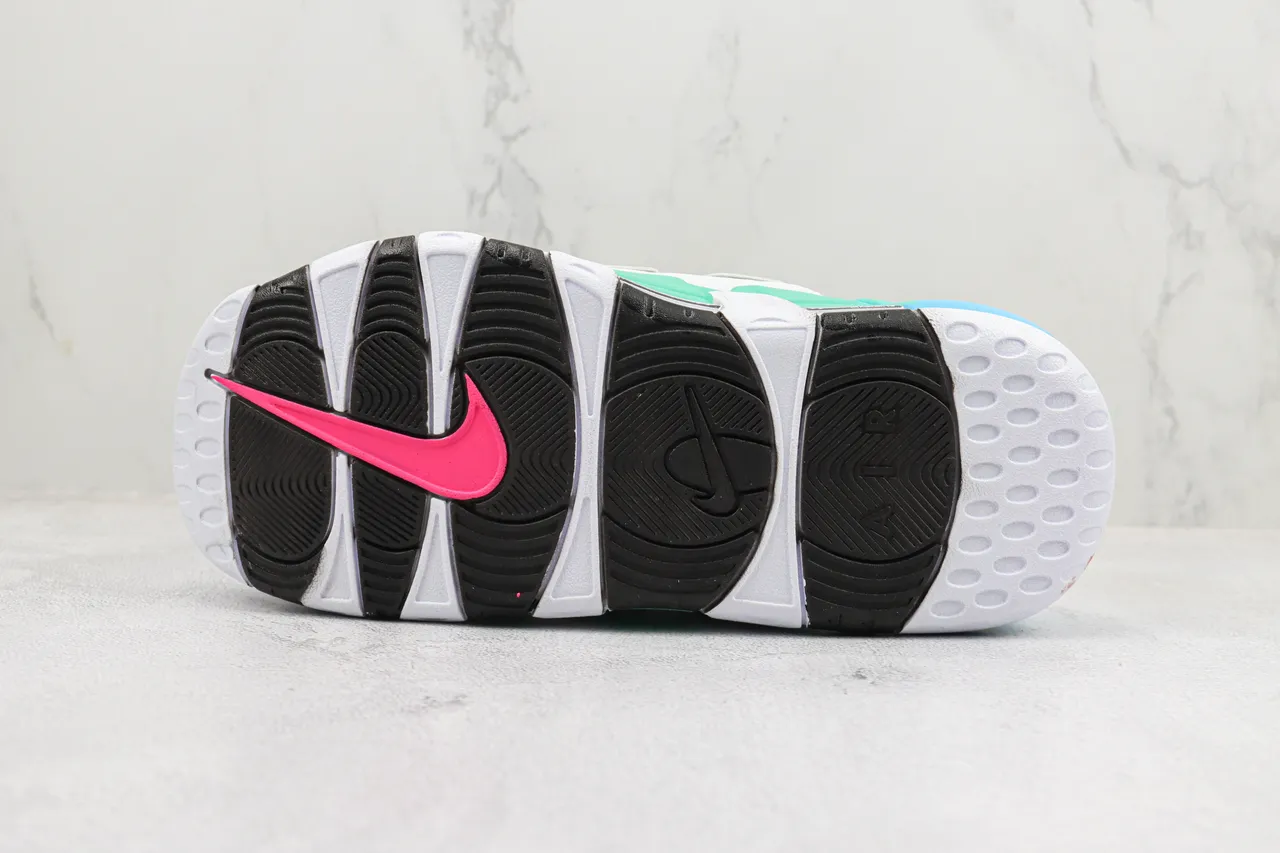 Nike White Blue Oversized AIR Logo Perforated Leather Upper Slippers 8