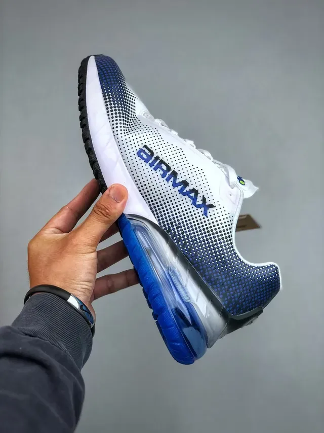 Nike White Blue Perforated Gradient Mesh Upper Visible Heel Air Unit Lifestyle Sneakers 3