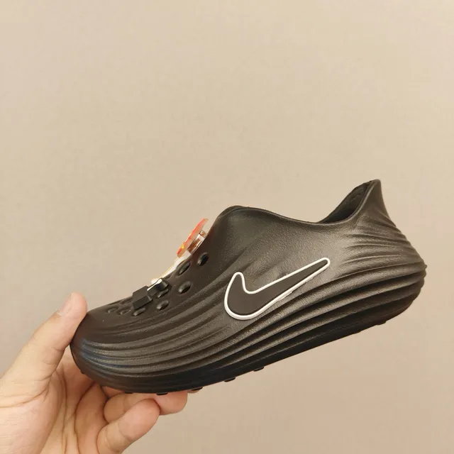 Nike White Gray Molded Foam Perforated Upper Clog 5
