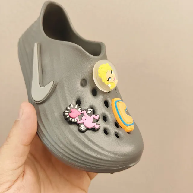 Nike White Gray Molded Foam Perforated Upper Clog 14