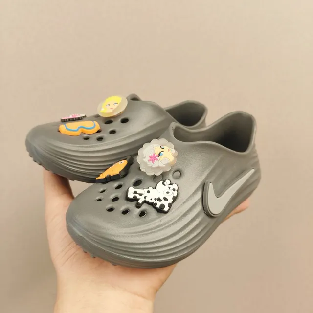 Nike White Gray Molded Foam Perforated Upper Clog 16
