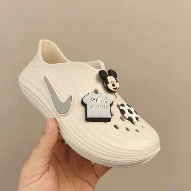 Nike White Gray Molded Foam Perforated Upper Clog 21