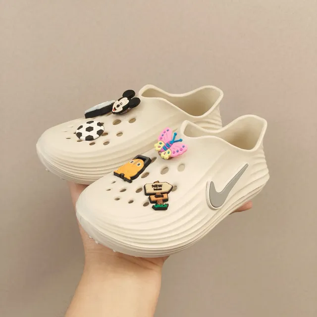Nike White Gray Molded Foam Perforated Upper Clog 23