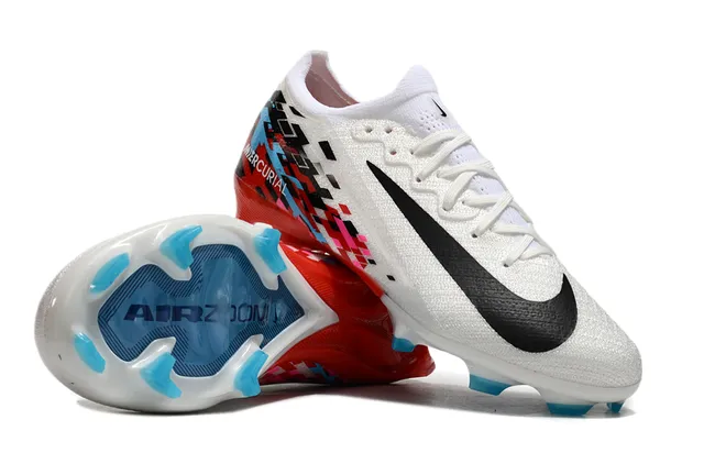 Nike White Multicolor Flyknit Upper Dynamic Fit Collar Firm-Ground Soccer Shoes 6