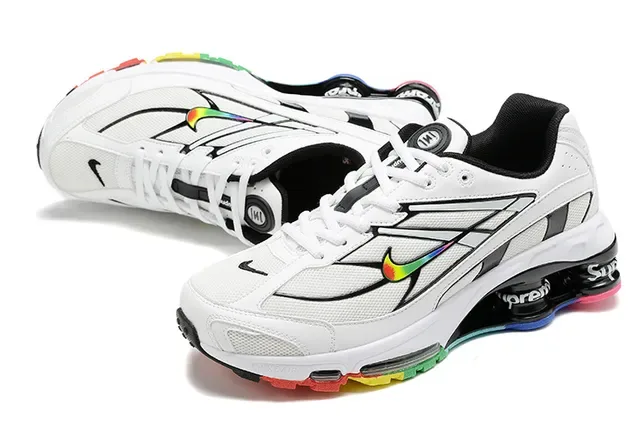 Nike White Multicolor Low-Top Silhouette Layered Synthetic Cage Overlays Lifestyle Sneakers 5