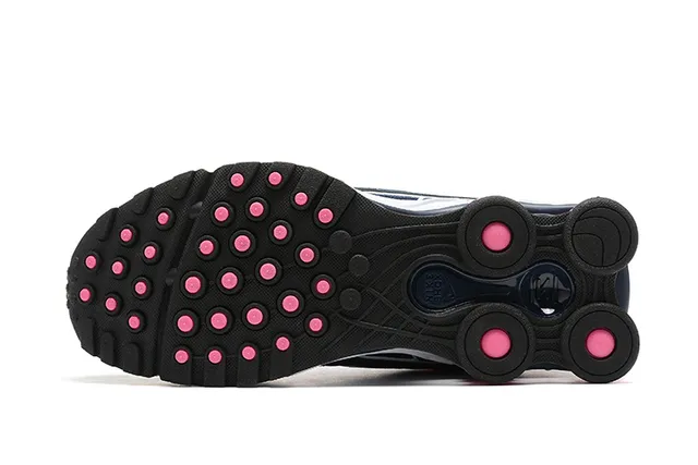 Nike White Navy Mesh And Synthetic Overlay Upper Visible Pink Column Cushioning Lifestyle Sneakers 4