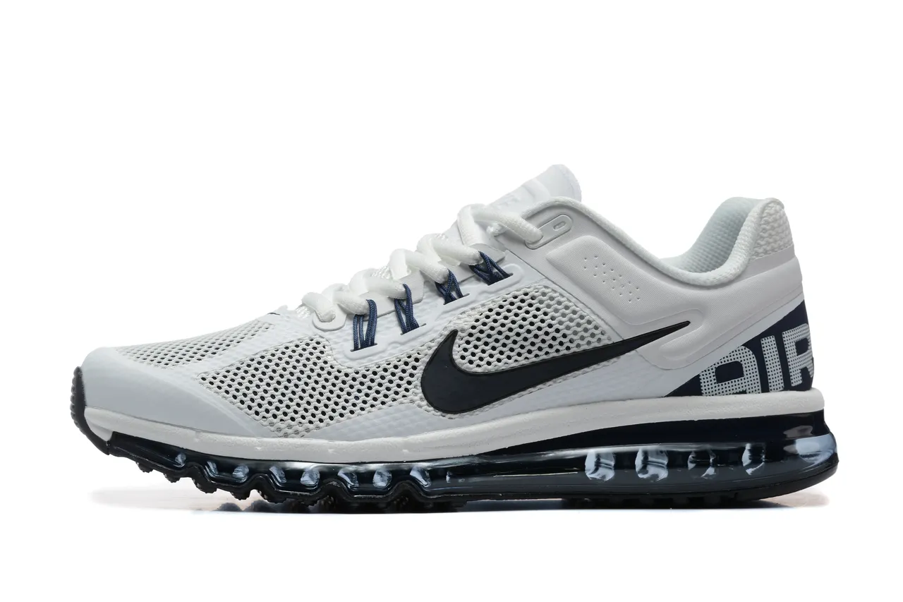 Nike White Navy Perforated Mesh Upper Full-Length Visible Air Unit Running Shoes 4