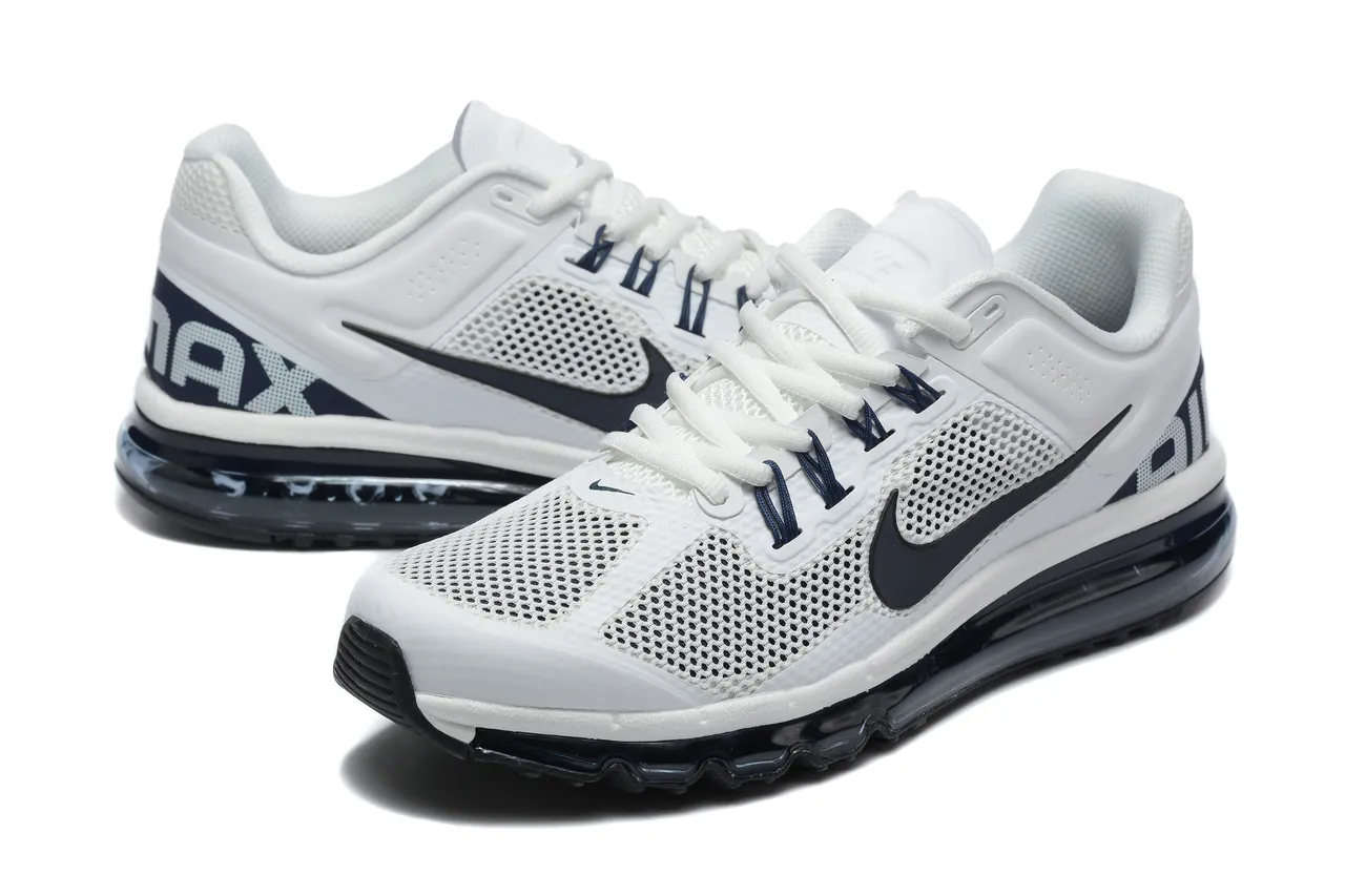 Nike White Navy Perforated Mesh Upper Full-Length Visible Air Unit Running Shoes 5