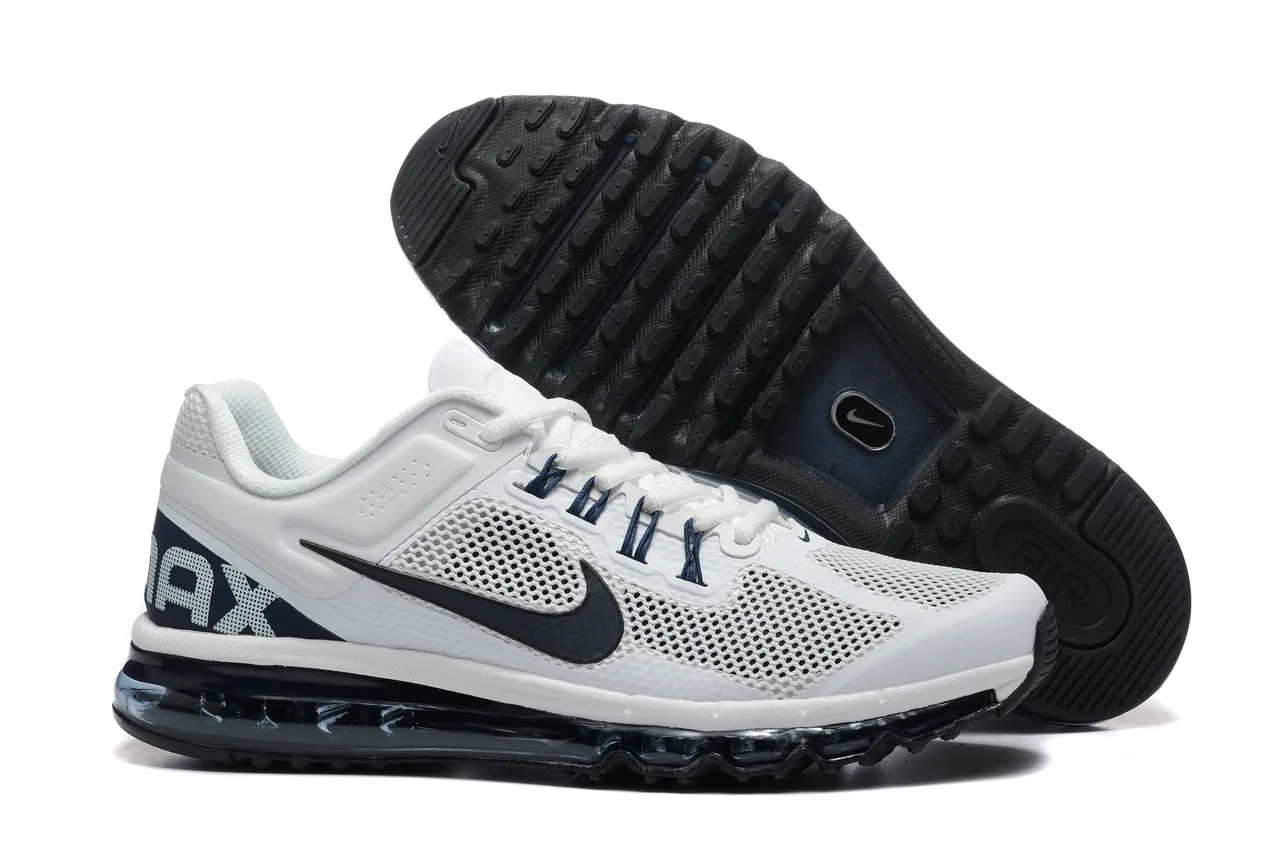 Nike White Navy Perforated Mesh Upper Full-Length Visible Air Unit Running Shoes 6