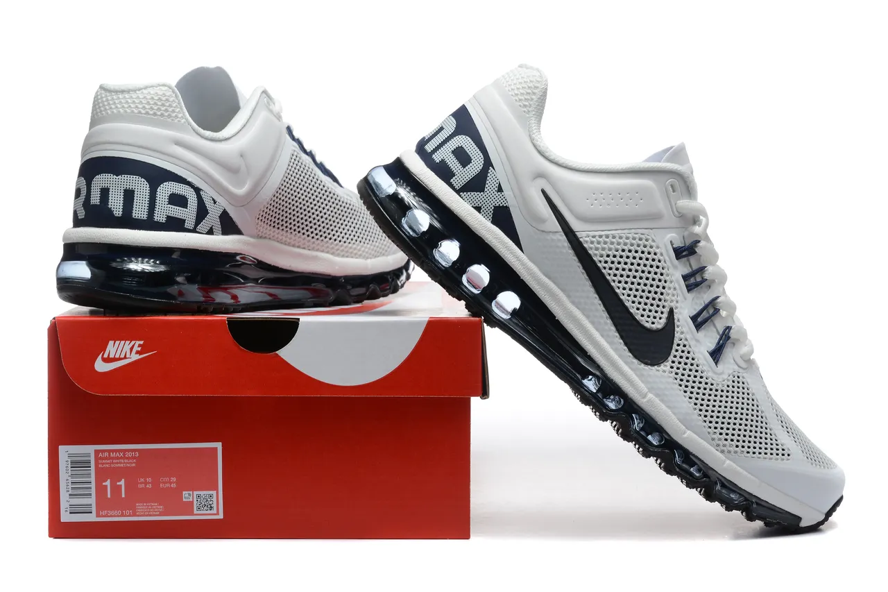 Nike White Navy Perforated Mesh Upper Full-Length Visible Air Unit Running Shoes 8