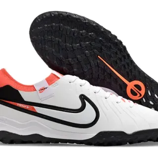 Nike White Orange Synthetic Upper Padded Collar Turf Soccer Shoes