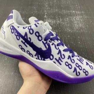 Nike blanco morado punto superior numérico impresión overlay baloncesto zapatos
