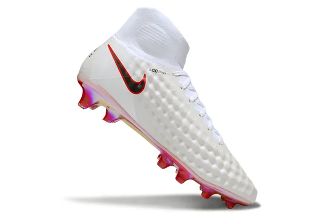 Nike White Red High-Top Sock-Fit Textured Quilted Upper Firm-Ground Soccer Shoes 10
