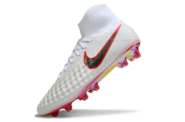 Nike White Red High-Top Sock-Fit Textured Quilted Upper Firm-Ground Soccer Shoes 11
