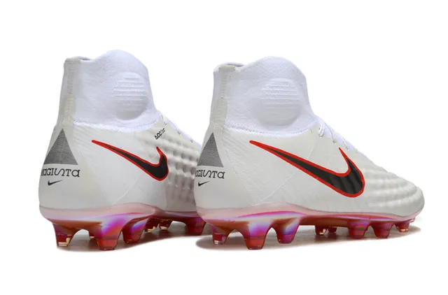 Nike White Red High-Top Sock-Fit Textured Quilted Upper Firm-Ground Soccer Shoes 14