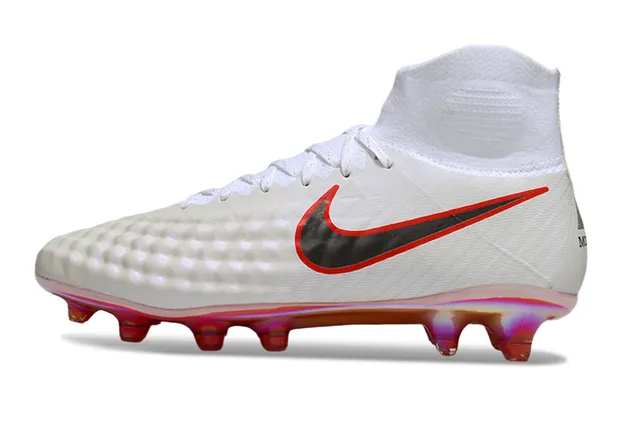 Nike White Red High-Top Sock-Fit Textured Quilted Upper Firm-Ground Soccer Shoes 16