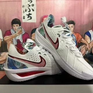 Nike White Red Perforated Mesh Basketball Shoes