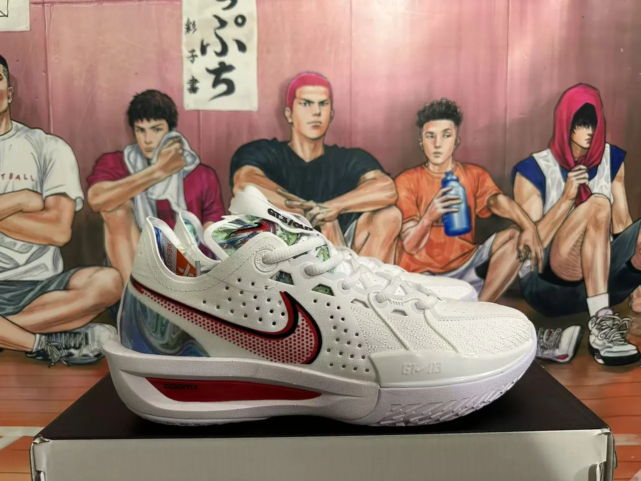 Nike White Red Perforated Mesh Basketball Shoes 4