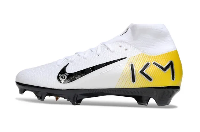 Nike Chaussures de football blanches et jaunes high-cut sock-fit collar flyknit upper firm-ground 8