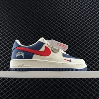 Nike x Stussy Air Force 1 Low Cream Navy Red लाइफस्टाइल स्नीकर