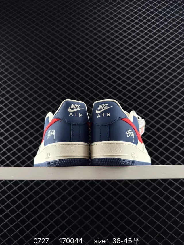 Nike x Stussy Air Force 1 Low Cream Navy Red Lifestyle Sneakers 3