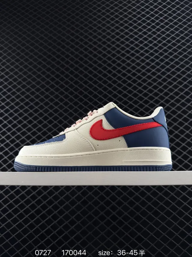 Nike x Stussy Air Force 1 Low Cream Navy Red Lifestyle Sneakers 5