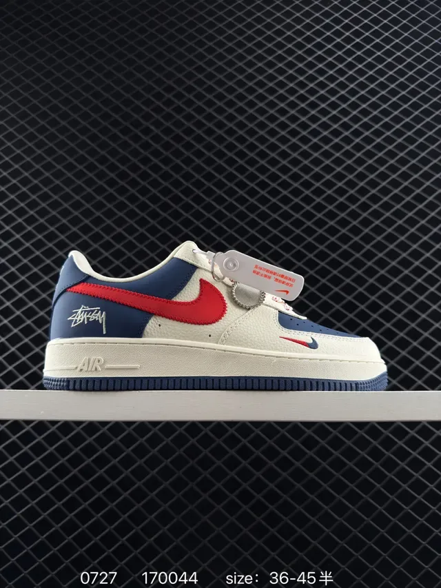 Nike x Stussy Air Force 1 Low Cream Navy Red Lifestyle Sneakers 6