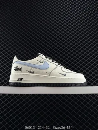 Nike x Stussy Air Force 1 Low Off-White Light Blue Black Lifestyle Sneakers 2