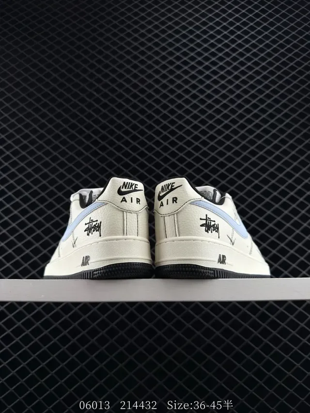 Nike x Stussy Air Force 1 Low Off-White Light Blue Black Lifestyle Sneakers 4
