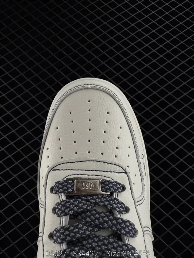 Nike x Stüssy Air Force 1 Low White and Navy Lifestyle Sneakers 5
