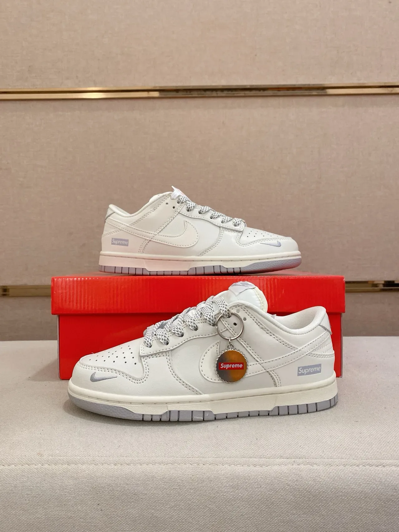 Nike x Supreme Dunk Low Off-White Lifestyle Sneakers 7