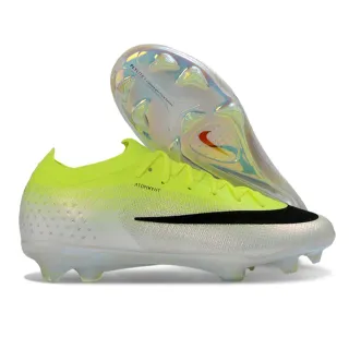Nike Yellow Black Low-Cut Sock-Fit Upper Iridescent Transparent Soleplate Firm-Ground Soccer Shoes