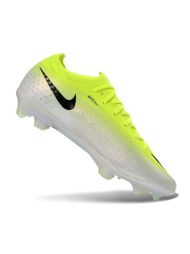 Nike Yellow Black Low-Cut Sock-Fit Upper Iridescent Transparent Soleplate Firm-Ground Soccer Shoes 2