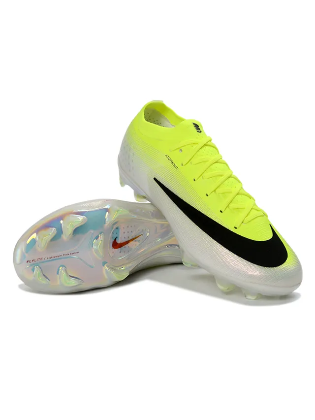 Nike Yellow Black Low-Cut Sock-Fit Upper Iridescent Transparent Soleplate Firm-Ground Soccer Shoes 4