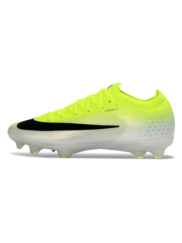 Nike Yellow Black Low-Cut Sock-Fit Upper Iridescent Transparent Soleplate Firm-Ground Soccer Shoes 7