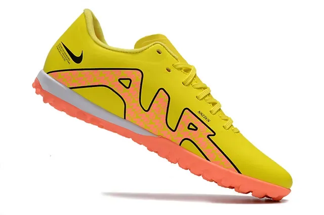 Nike Yellow Orange Low-Cut Synthetic Upper Molded Conical Studs Turf Soccer Shoes 3