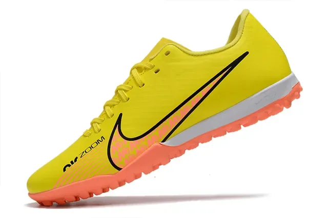 Nike Yellow Orange Low-Cut Synthetic Upper Molded Conical Studs Turf Soccer Shoes 4