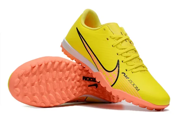 Nike Yellow Orange Low-Cut Synthetic Upper Molded Conical Studs Turf Soccer Shoes 5