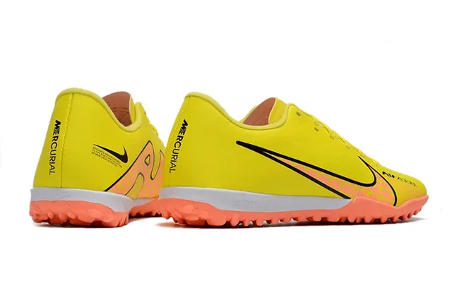 Nike Yellow Orange Low-Cut Synthetic Upper Molded Conical Studs Turf Soccer Shoes 7