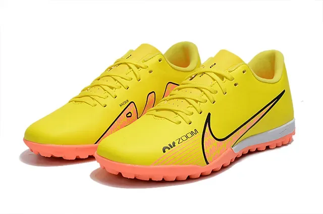 Nike Yellow Orange Low-Cut Synthetic Upper Molded Conical Studs Turf Soccer Shoes 8