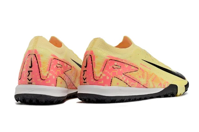 Nike Amarelo Rosa Flyknit Upper Pixelated Graphic Overlay Turf Sapatos de Futebol 5