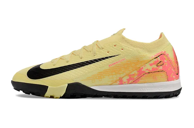 Nike Amarelo Rosa Flyknit Upper Pixelated Graphic Overlay Turf Sapatos de Futebol 7