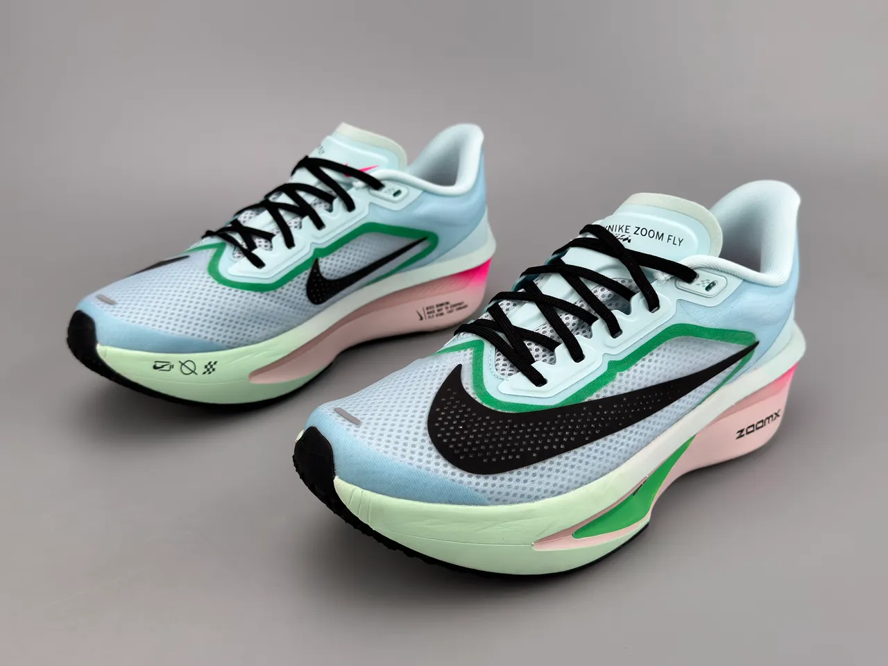 Nike Zoom Fly Blue Green Racing Silhouette Engineered Mesh Upper Running Shoes 6