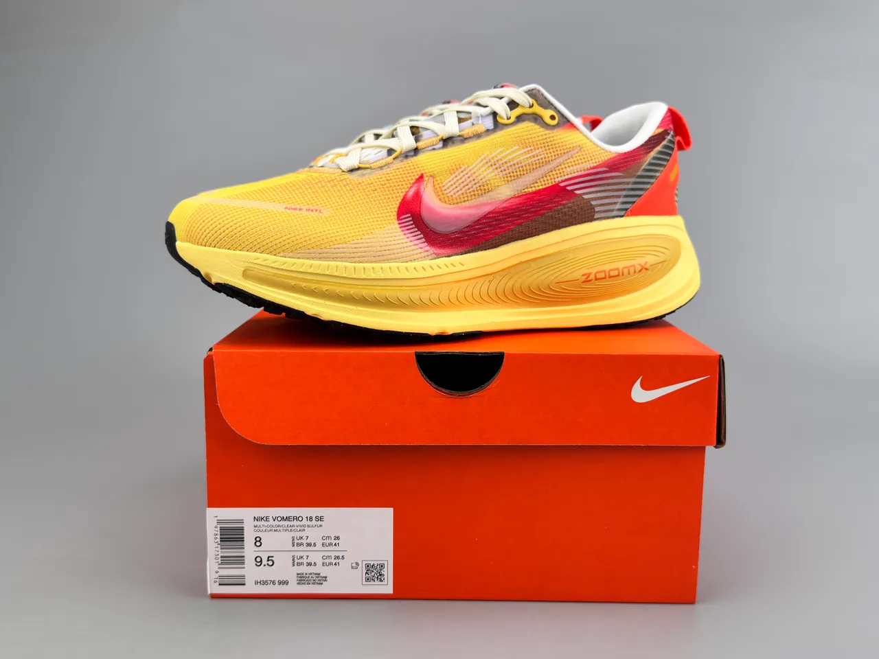 Nike ZoomX Invincible Run Yellow Red Engineered Mesh Upper Layered Synthetic Overlays Running Shoes 4