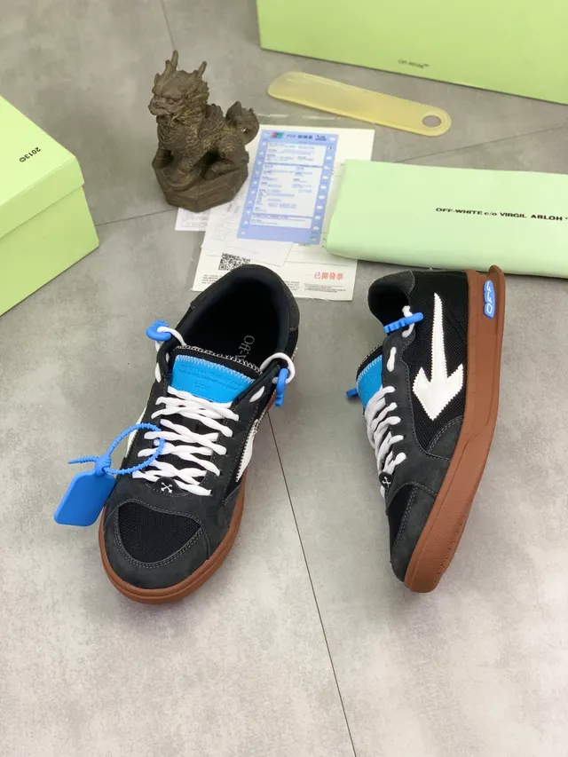 Off-White কালো নীল লো-টপ ইন্ডাস্ট্রিয়াল ডিজাইন লাইফস্টাইল স্নিকার্স 5