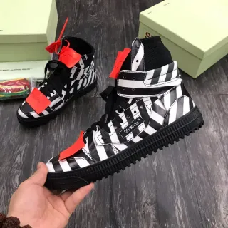 Off-White Black High-Top Diagonal Striped Lifestyle Sneakers